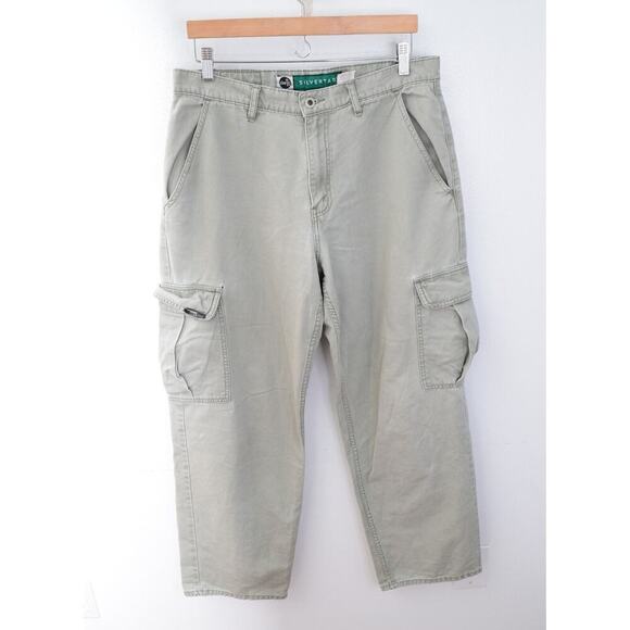 Vintage Levis SilverTab Cargo Pants Mens 33x34 Gray Utility Baggy Y2K 90s - Picture 1 of 7